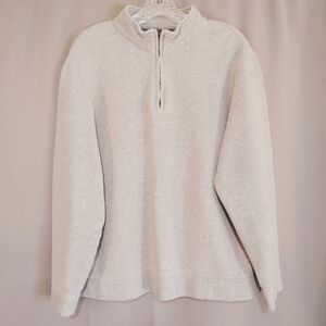 Brooks Bros Mens L Gray 1/4 Zip Pullover Fleece Mock Neck Ribbed -needs zip pull